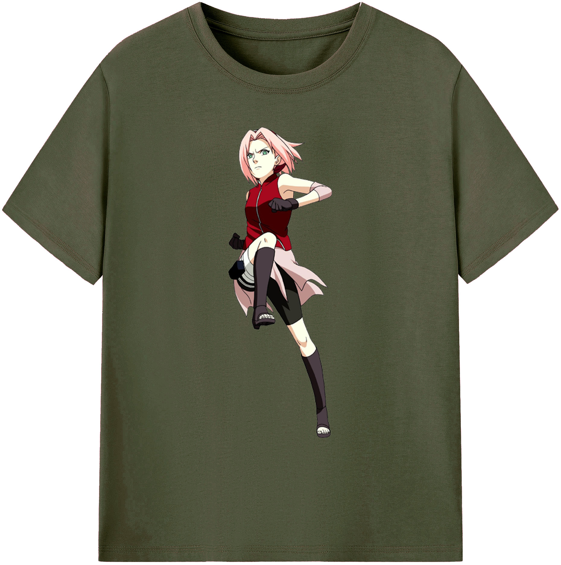 （画像用） NARUTO -ナルト- 春野サクラ Haruno Sakura 綿100％ メンズ半袖Tシャツ｜肌触りやわらか＆通気性